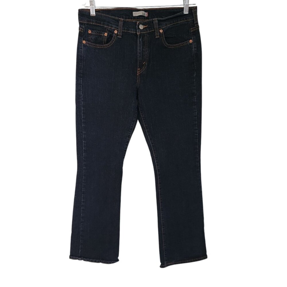 Levi's 515 Boot Cut Jeans Blue Dark‎ Wash Denim Stitched Pockets Womens 10M EUC